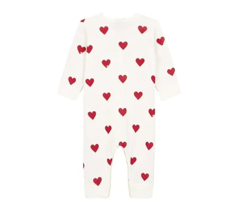 Petit Bateau A00E9, Dormi bene pigiama senza piedi Bimba 0-24, Bianco Marshmallow/Rosso Terkuit, 6 mesi miniatura 2