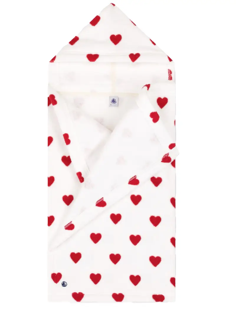 Accappatoio neonato con cuori bianco/rosso miniatura 2