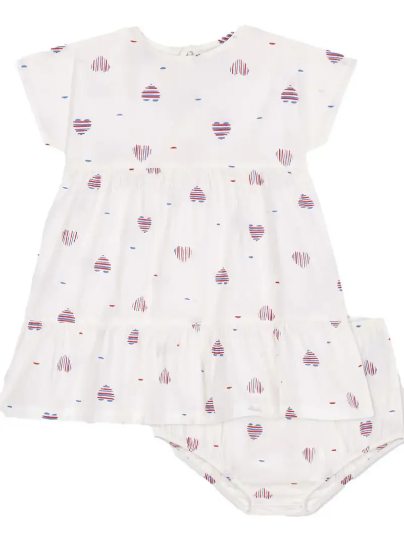 Completo bianco con cuori all-over (2pz)