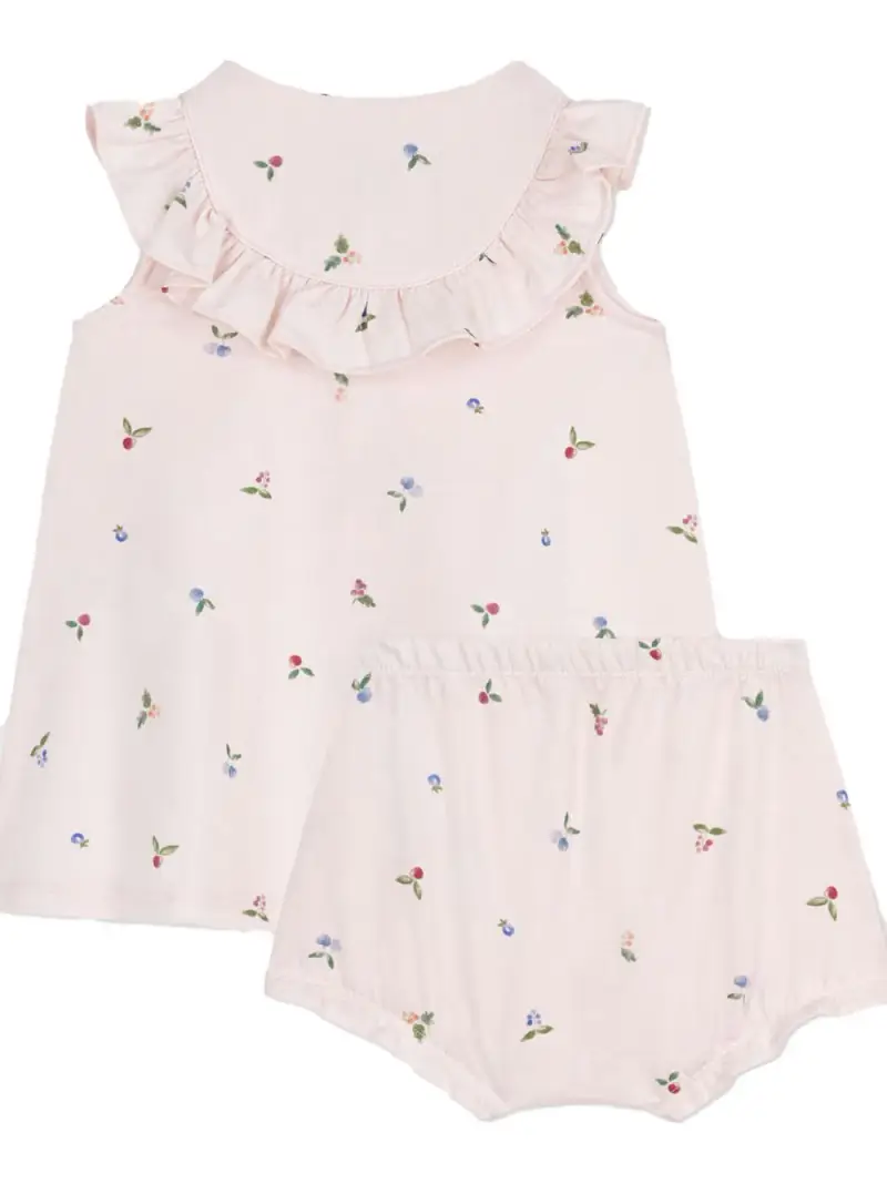 Completo rosa con ricami floreali (2pz)