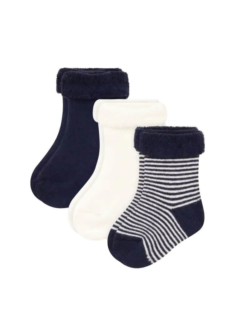 Confezione calzini tinta unita e fantasia blu/bianco (3pz)