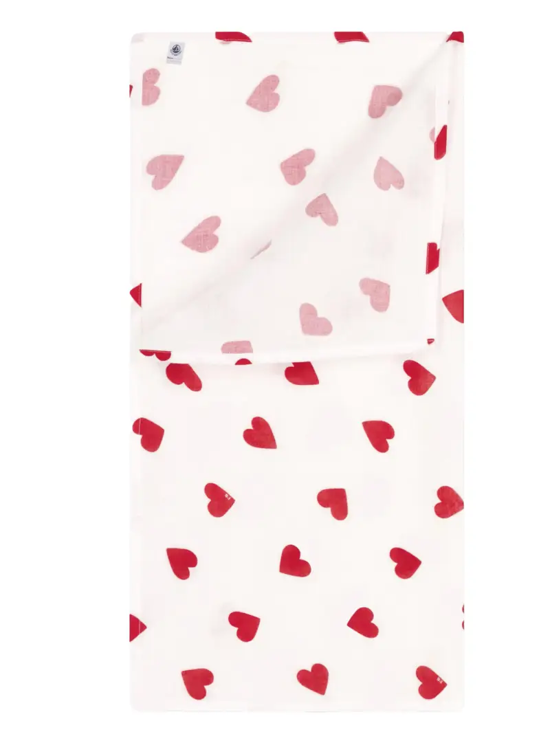 Mussola fantasia a cuori neonato Bianco