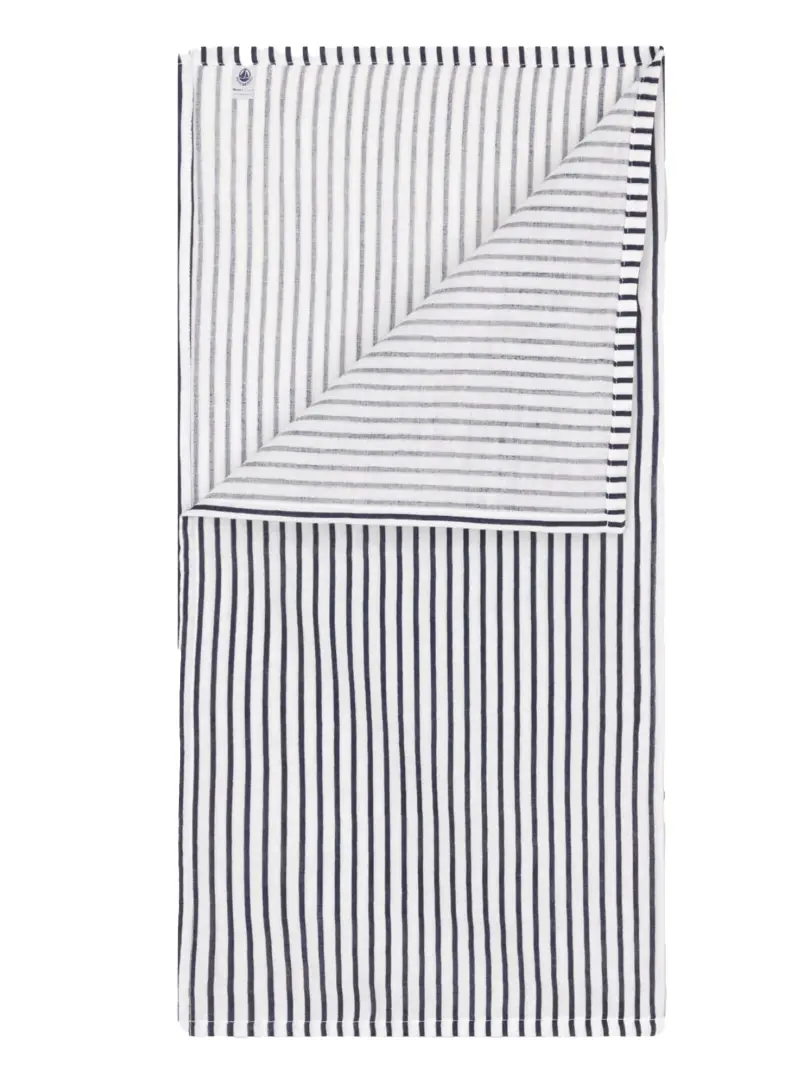 Mussola fantasia a righe blu neonato Bianco