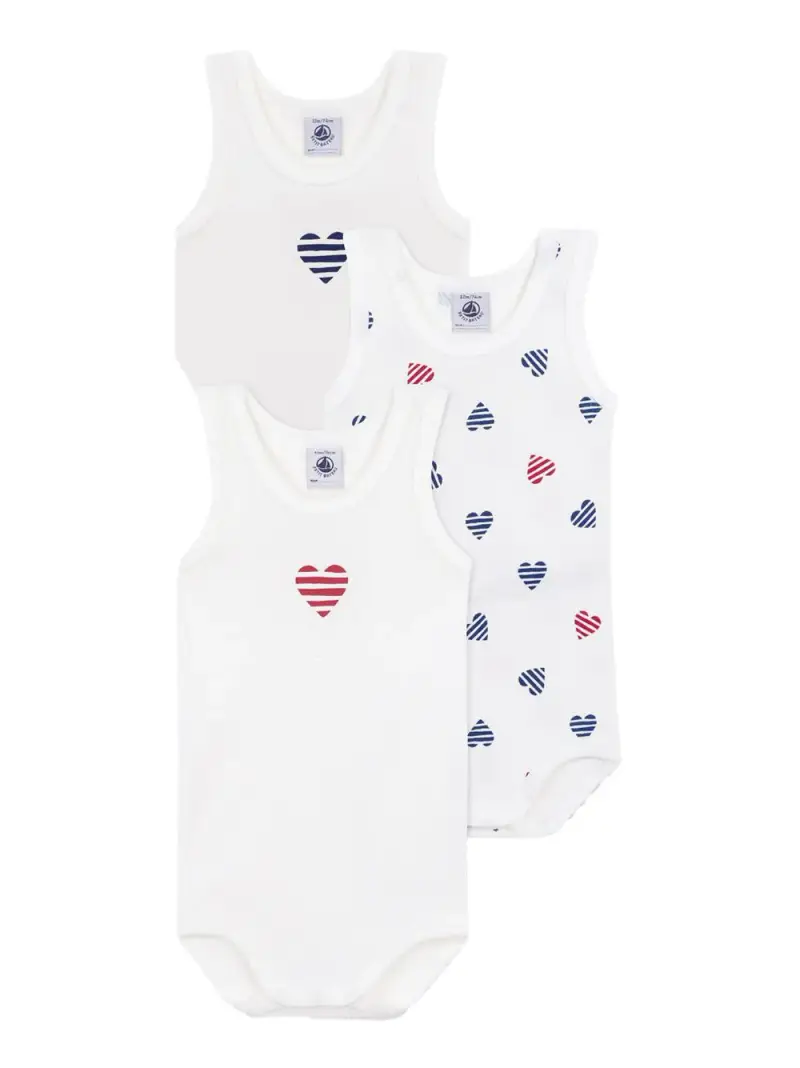 Set body con cuori giro maniche (3pz) Bianco