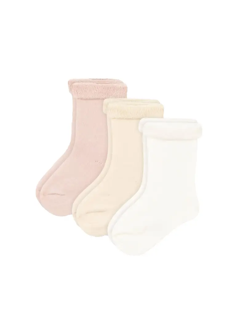 Set calzini tinta unita rosa neonata (3pz) Bianco