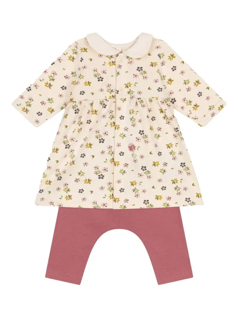 Set floreale rosa neonata (2pz) Crema miniatura 2