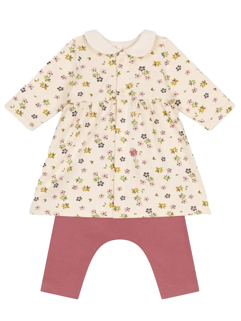 Set floreale rosa neonata (2pz) Crema