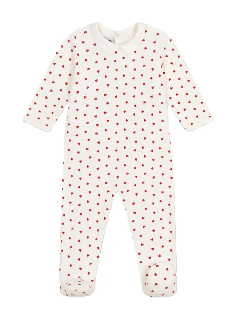 Tutina a calzino con fantasia cuori all-over Panna