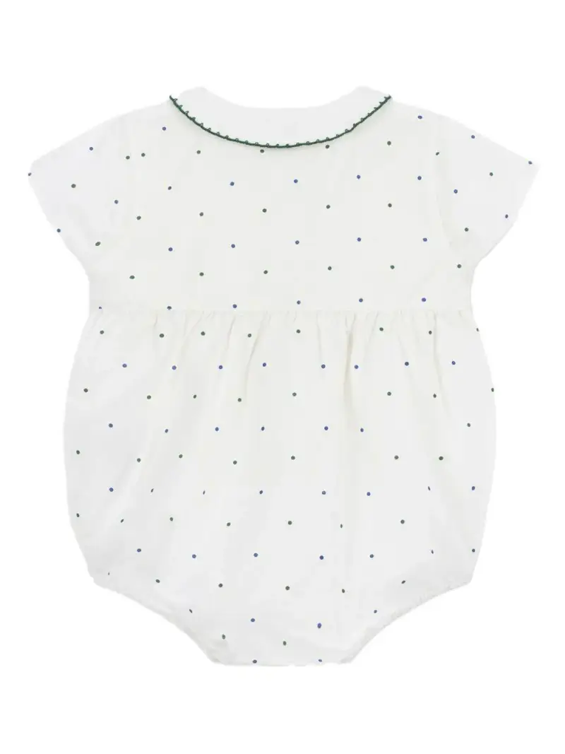 Tutina a pagliaccetto con fantasia pois Bianco miniatura 2