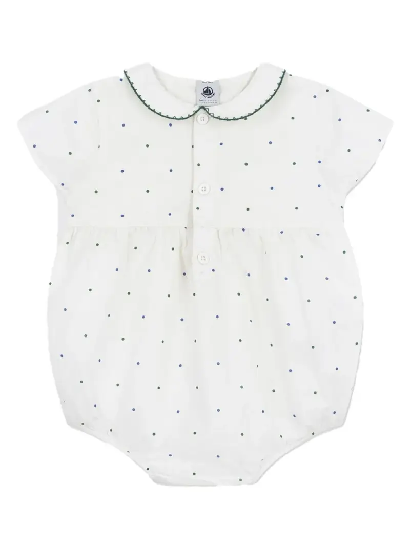 Tutina a pagliaccetto con fantasia pois Bianco