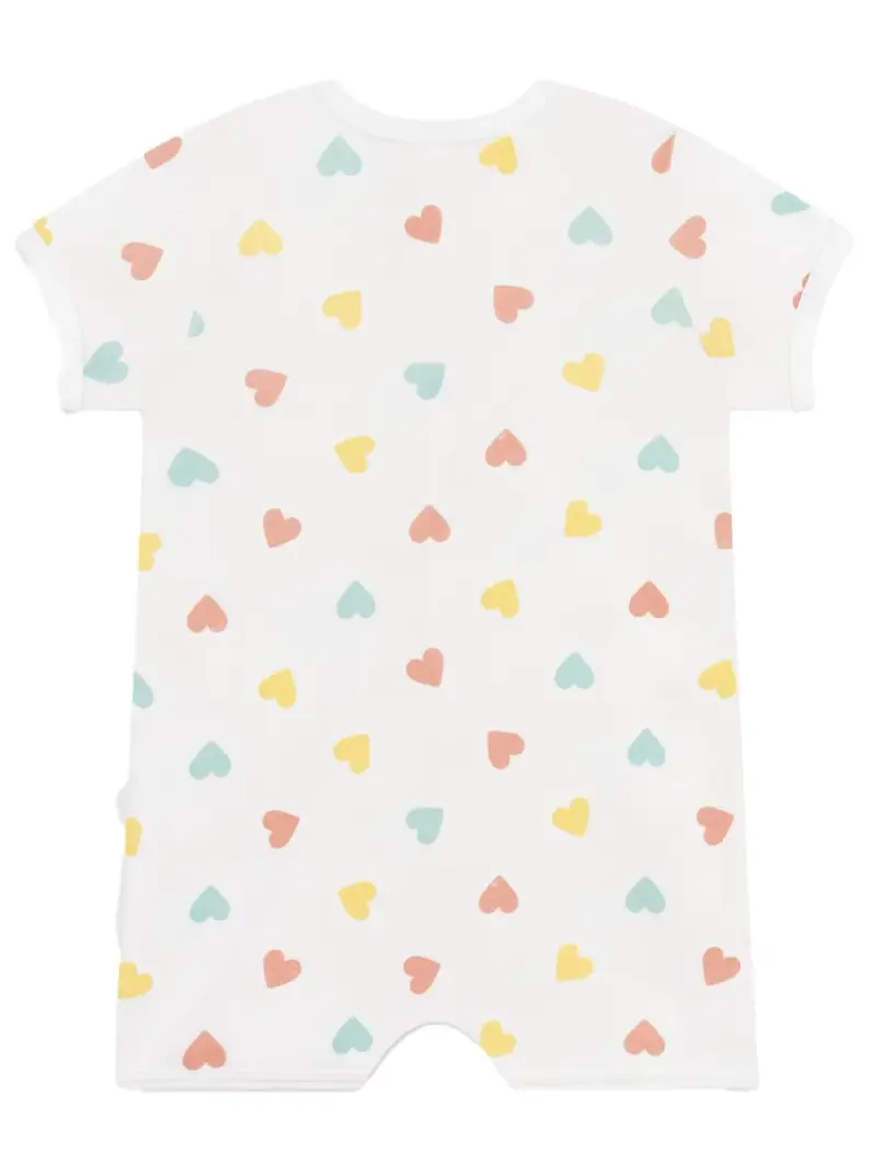 Tutina bianca con cuori multicolor all-over Bianco miniatura 2