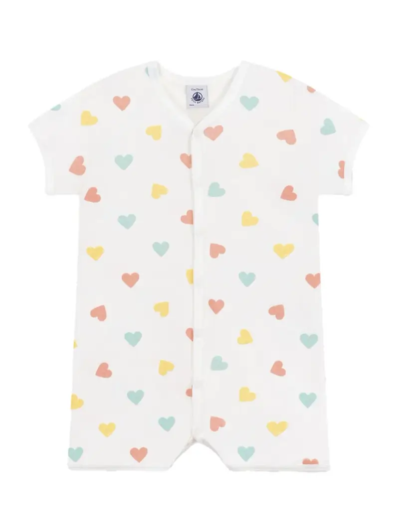 Tutina bianca con cuori multicolor all-over Bianco