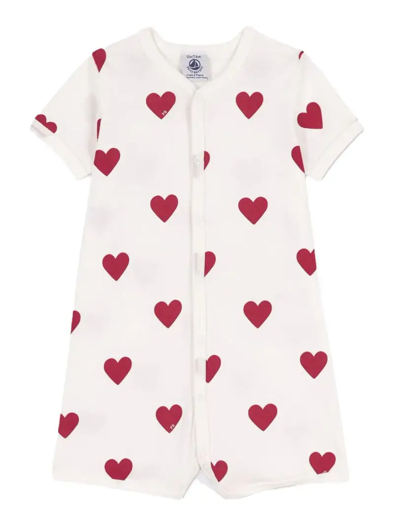 Tutina bianca con fantasia cuori Bianco