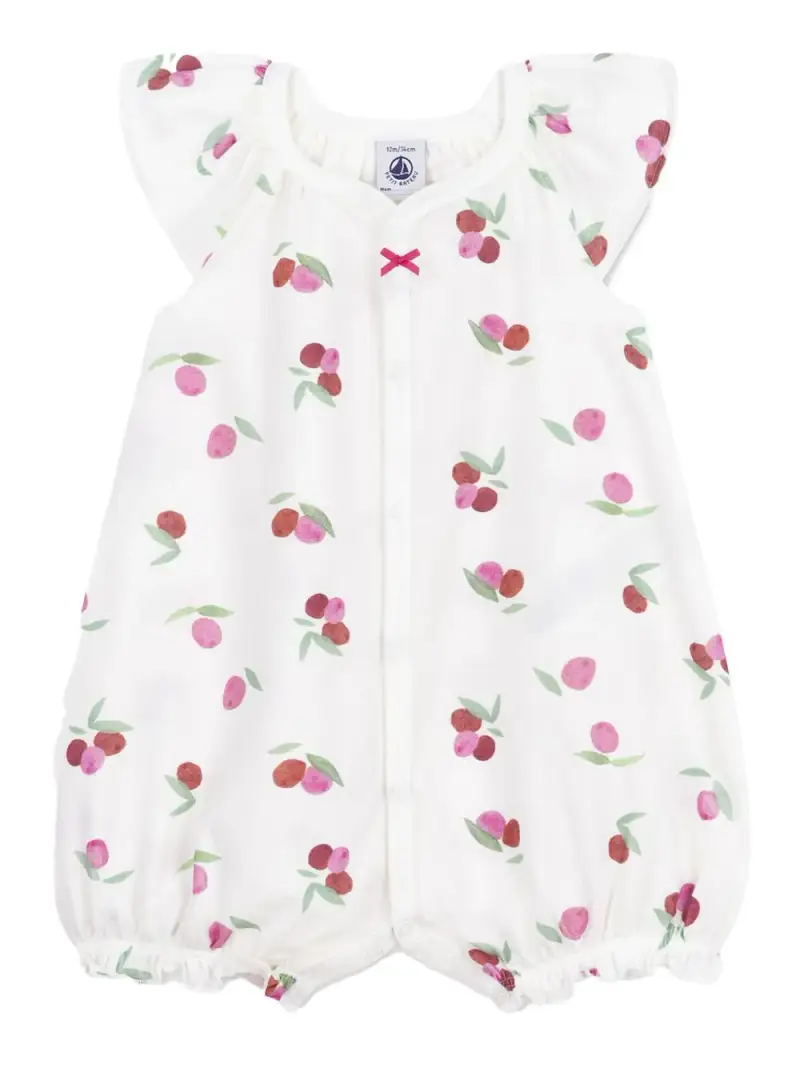 Tutina bianca con fantasia frutta all-over Bianco