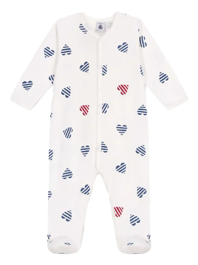 Tutina con fantasia con cuori all-over Bianco