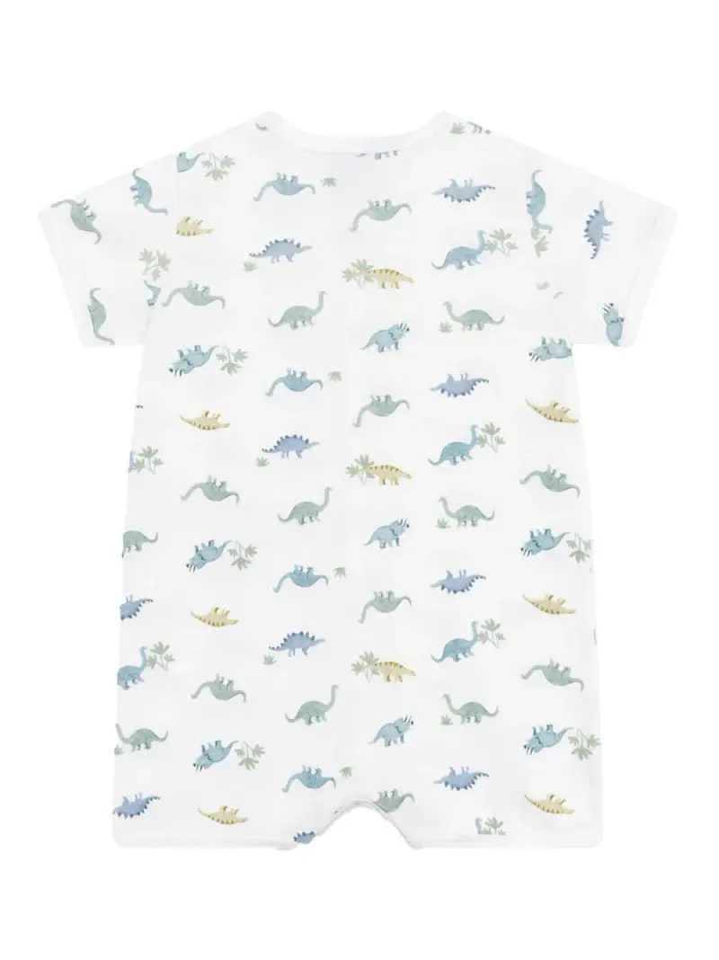 Tutina corta in cotone con fantasia dinosauri Bianco miniatura 2