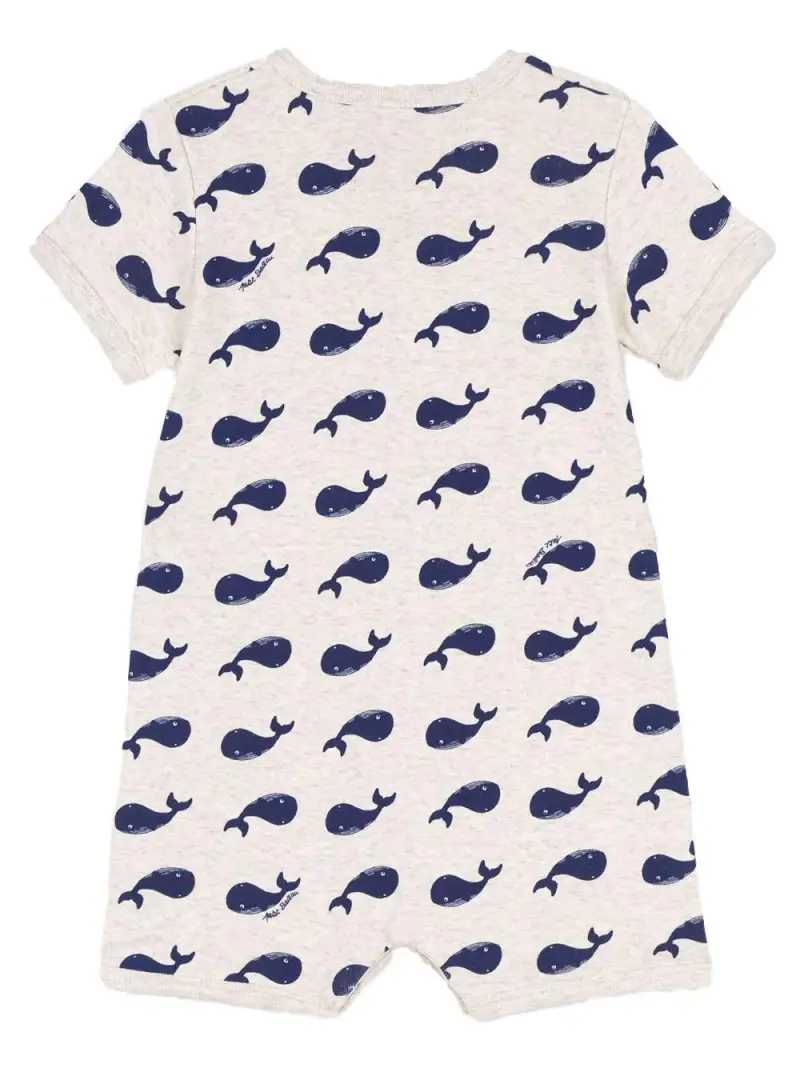 Tutina cosrta con balene blu Beige miniatura 2