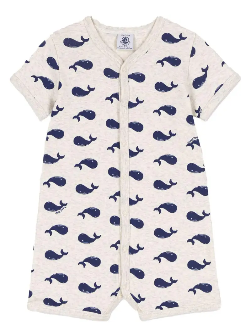 Tutina cosrta con balene blu Beige