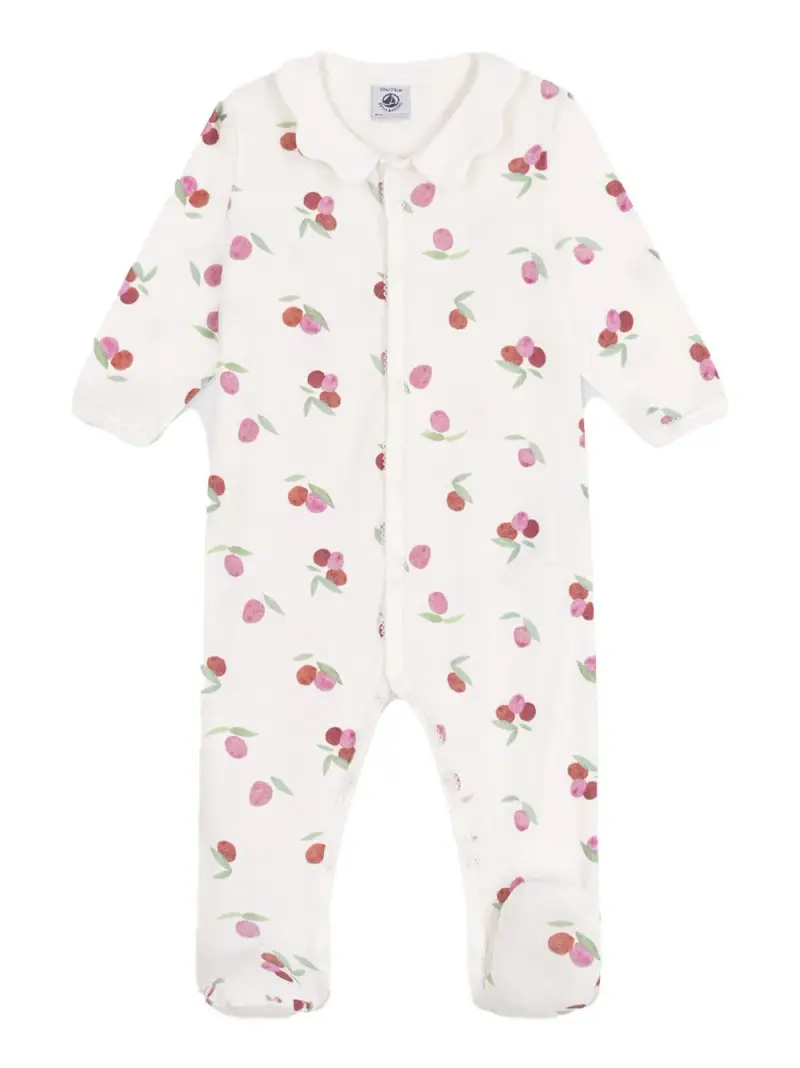 Tutina crema con fantasia ciliegie Bianco