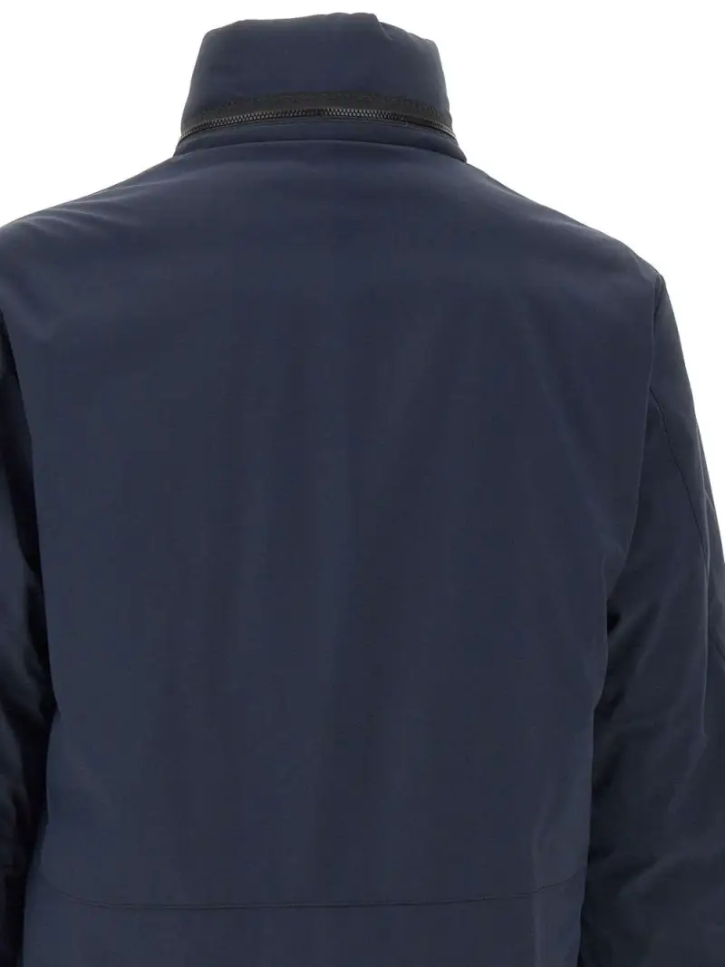 Camicia blu con cappuccio e doppia zip miniatura 2