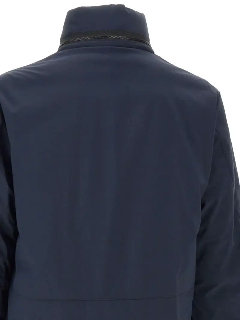 Camicia blu con cappuccio e doppia zip miniatura 2