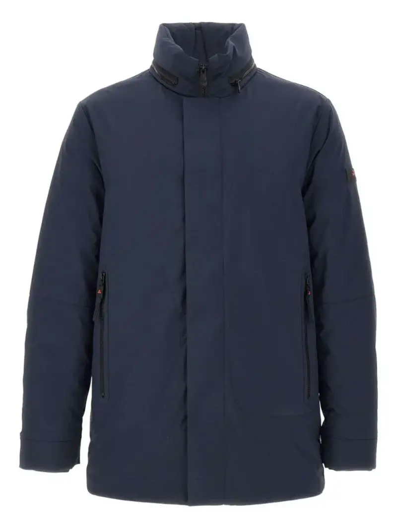 Camicia blu con cappuccio e doppia zip