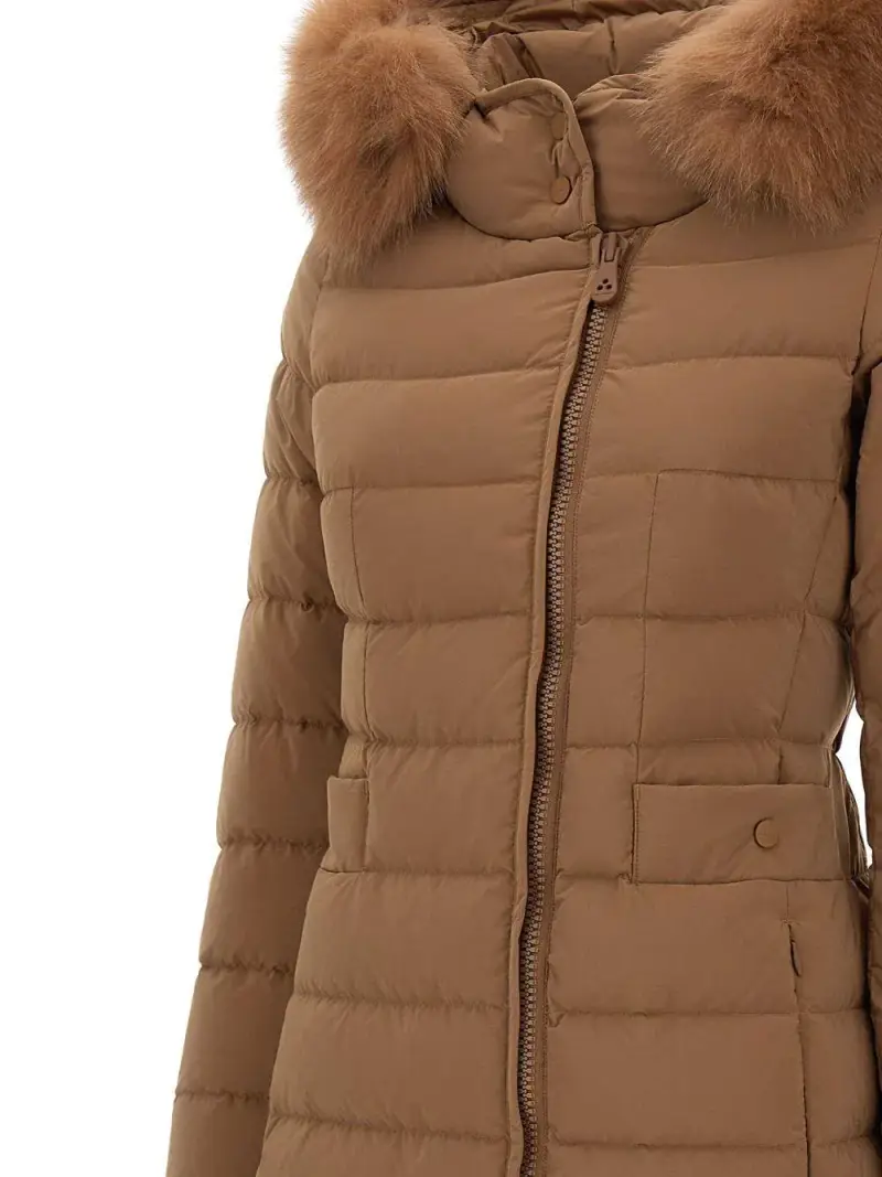 Cappotto marrone con cappuccio e pelliccia Marrone chiaro miniatura 2