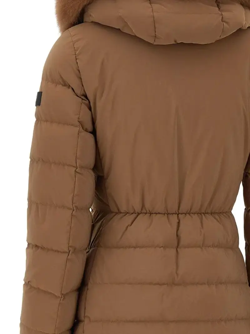 Cappotto marrone con cappuccio e pelliccia Marrone chiaro miniatura 3