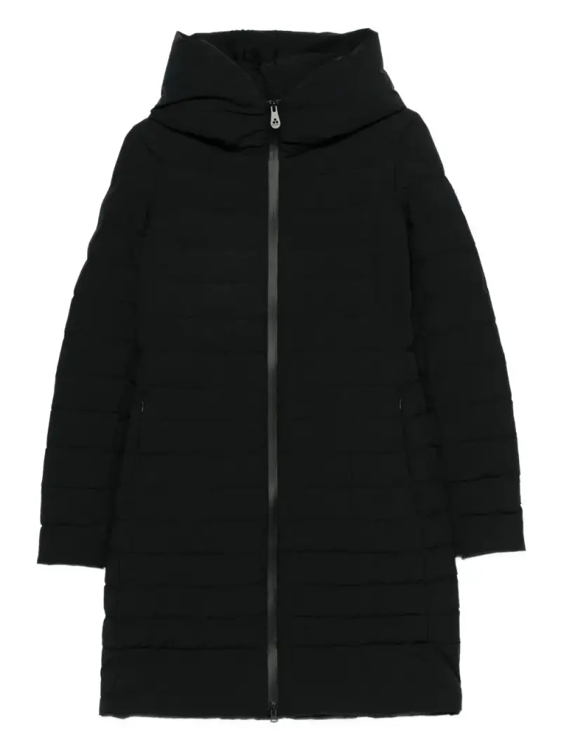 Cappotto nero con cappuccio lungo