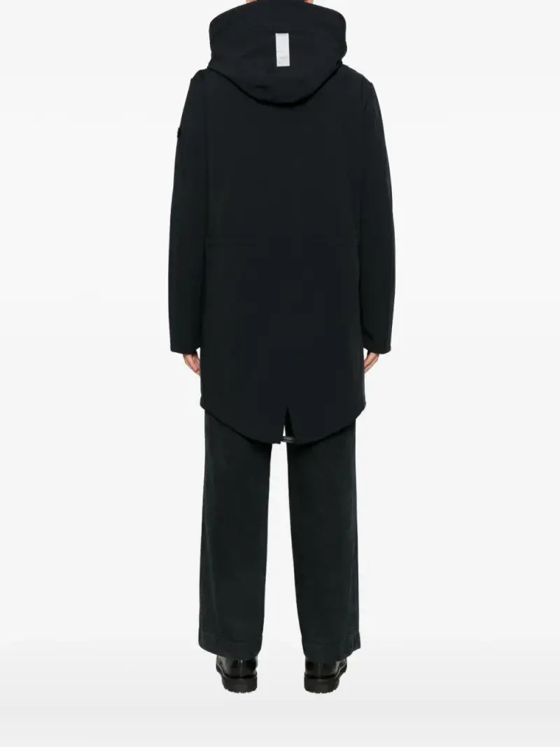 Cappotto verde scuro con cappuccio e logo miniatura 3