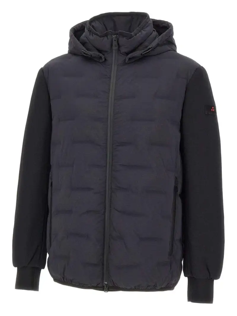 Peuterey Giacca nero con quilting quadrato e cappuccio staccabile