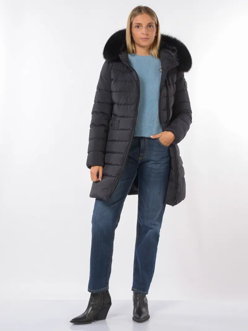 giaccone da donna Peuterey Seriola con collo alto e pelliccia NERO miniatura 2