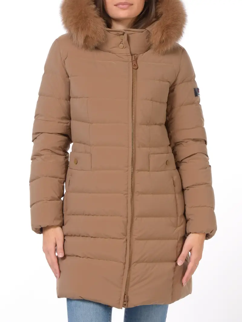 giaccone da donna Peuterey Seriola con collo alto e pelliccia RAME