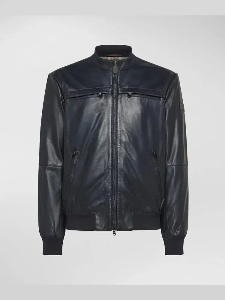 giubbotto blu navy uomo logo sul braccio