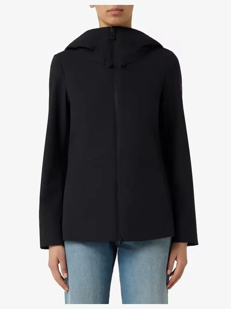 giubbotto nero donna logo sul braccio