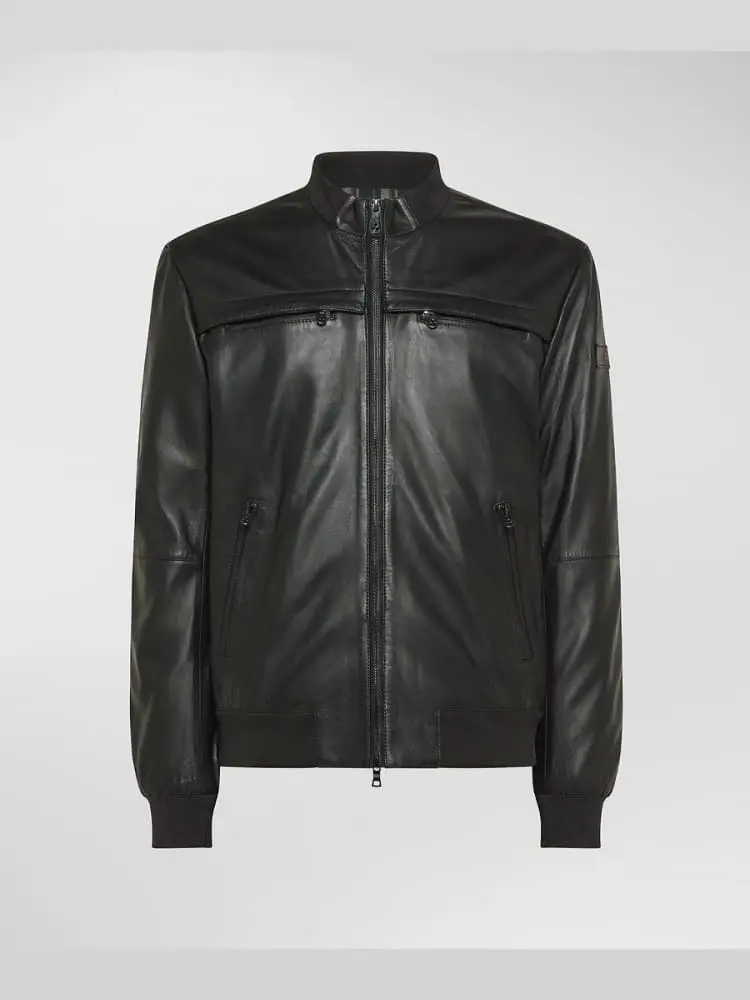 giubbotto nero uomo logo sul braccio