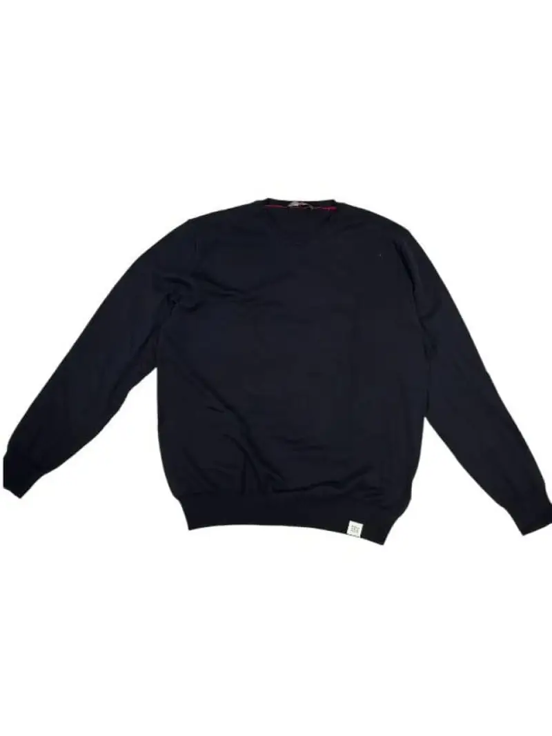 Peuterey maglia blu navy uomo in cotone patch logo sul fondo