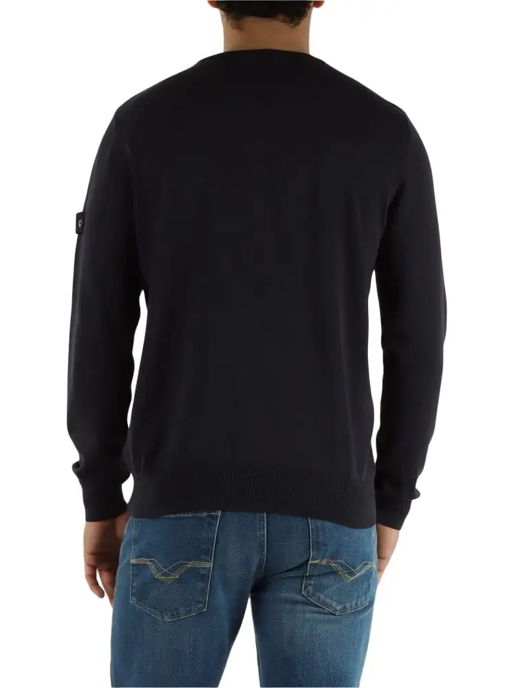 maglia blu navy uomo logo sul braccio miniatura 2