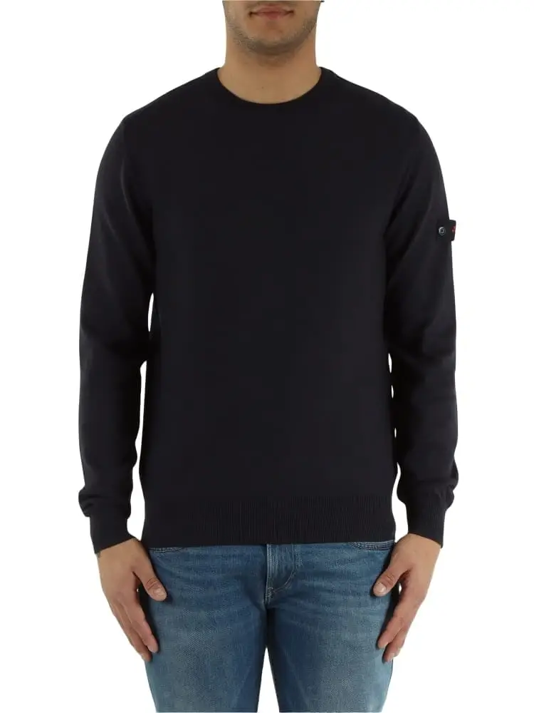 maglia blu navy uomo logo sul braccio
