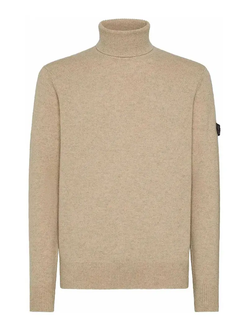 Maglione A Collo Alto Beige