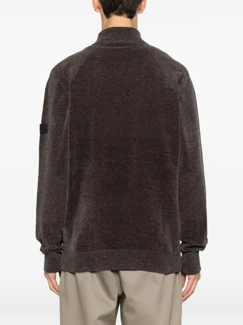 Maglione grigio con scollo arrotolato e logo Peuterey Marrone miniatura 3