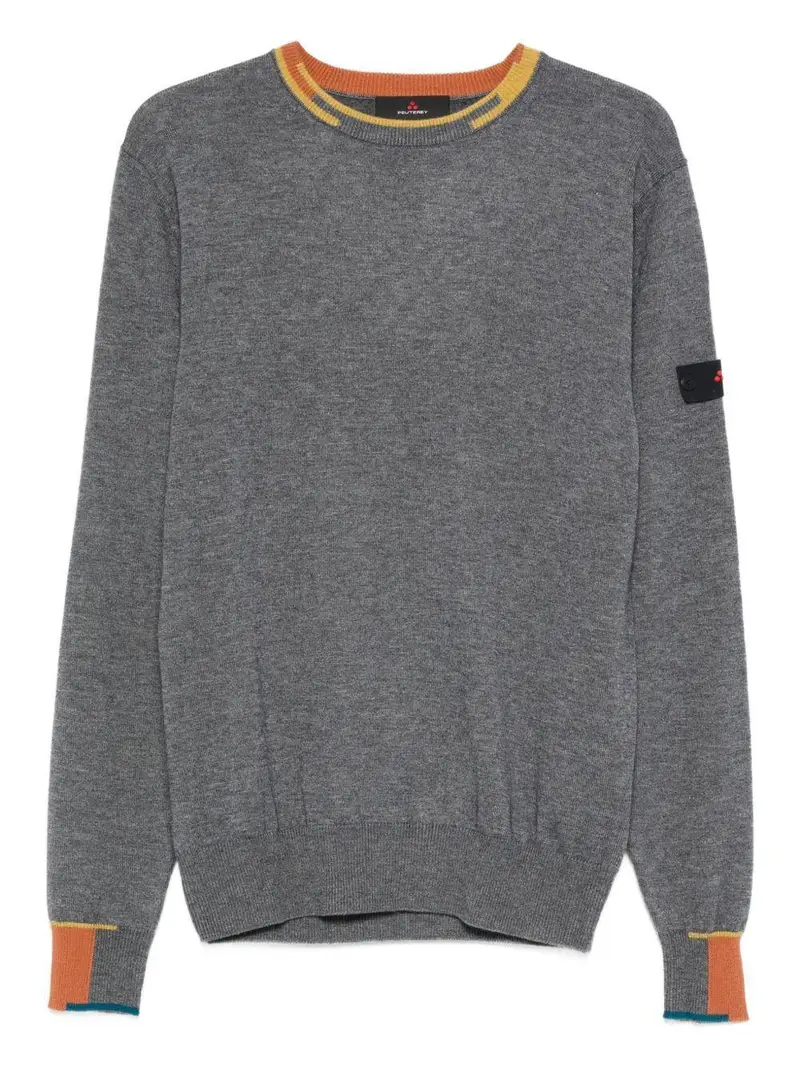 Maglione grigio Marlon 04 a collo giro con polsini a coste