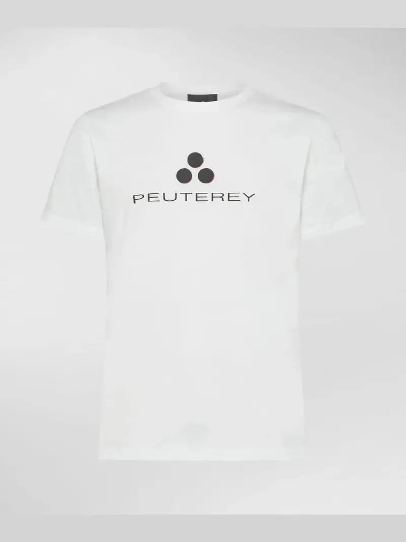 Peuterey tshirt bianca bambino in cotone maxi logo sul davanti