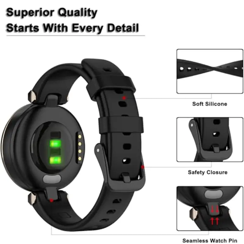 Pheant Cinturino Compatibile con Garmin Lily Cinturini di Ricambio in Silicone per Donne, Nero miniatura 3