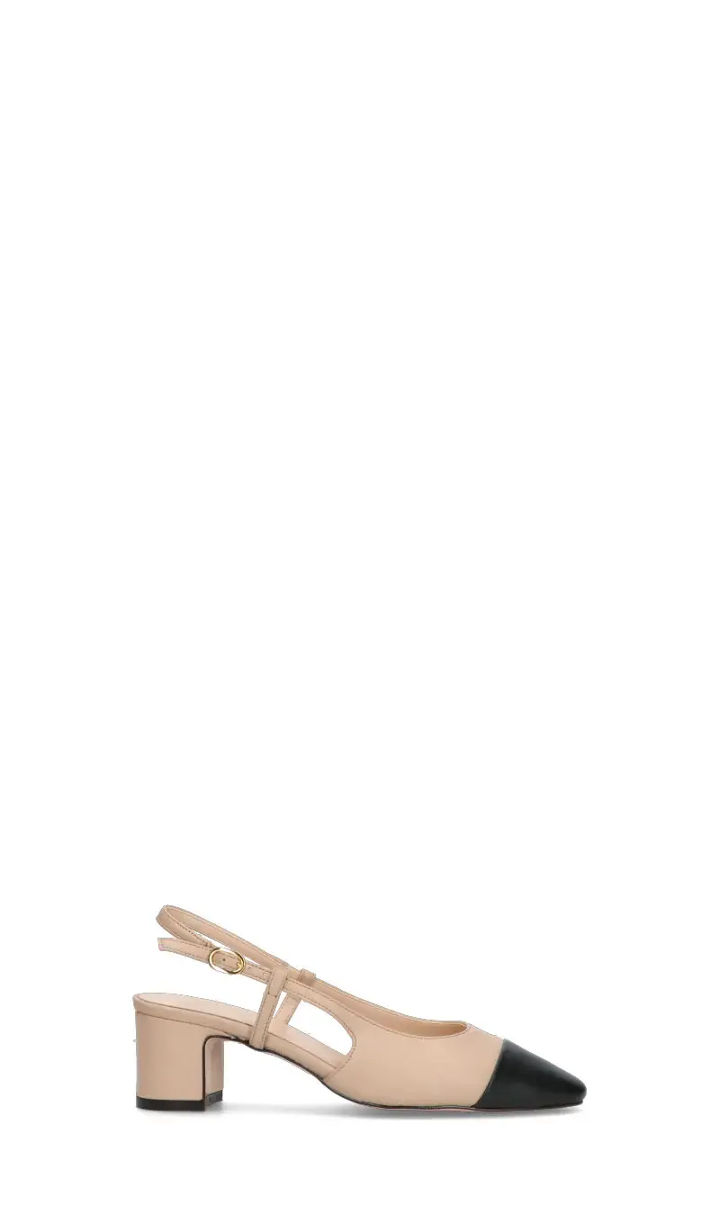 Slingback donna beige/nera in pelle Vario