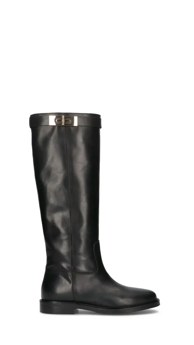 Stivale donna nero in pelle Vario