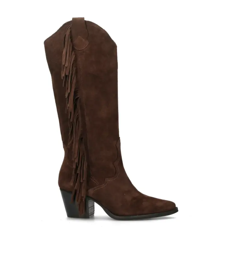 Stivale donna testa di moro in suede con frange Vario