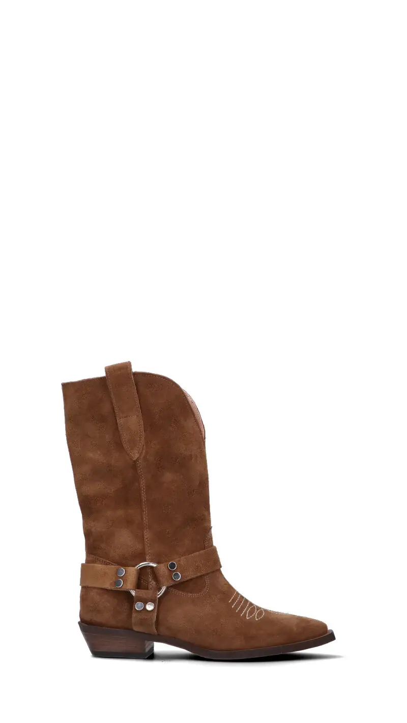 Stivale texano donna marrone in suede Vario