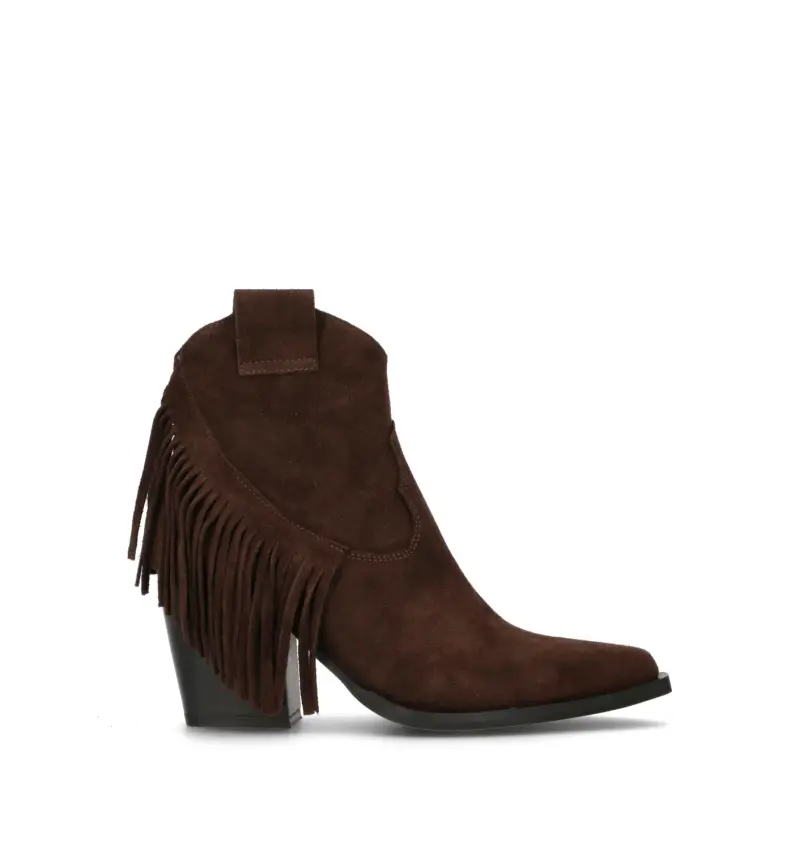 Tronchetto donna testa di moro in suede con frange Vario