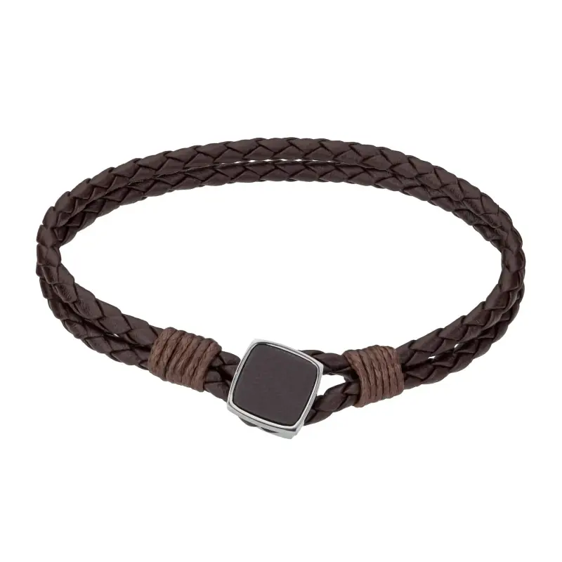 Bracciale in vera pelle e acciaio inossidabile Philipp Blanc Martin